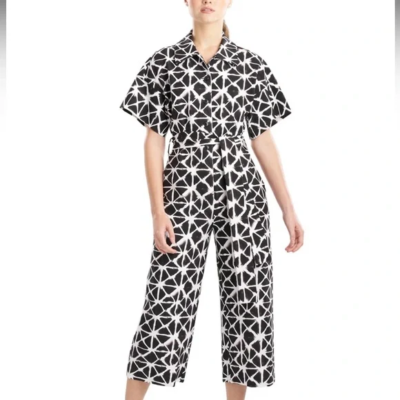 Natori NWT Black and White Geometric Jumpsuit - Picture 1 of 4
